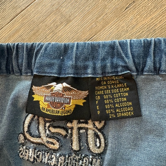 Harley Davidson Motorcycle Denim Blue Tank Top Embroidered Buttons Vintage 90s - Picture 11 of 12